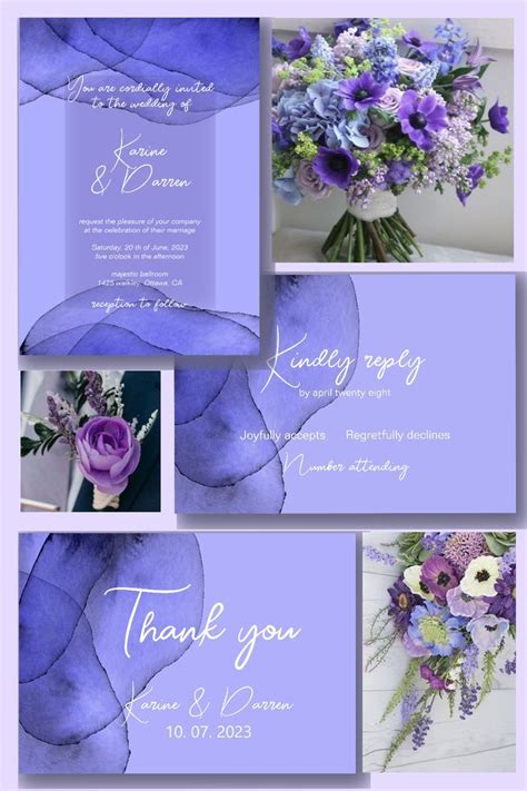 Watercolor blue violet lavender collection | Modern wedding invitations ...