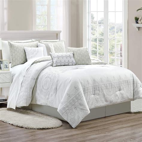 Sapphire Home Luxury 8 Piece Full/Queen Comforter Set with Shams Bed-Skirt Cushions, Classy ...