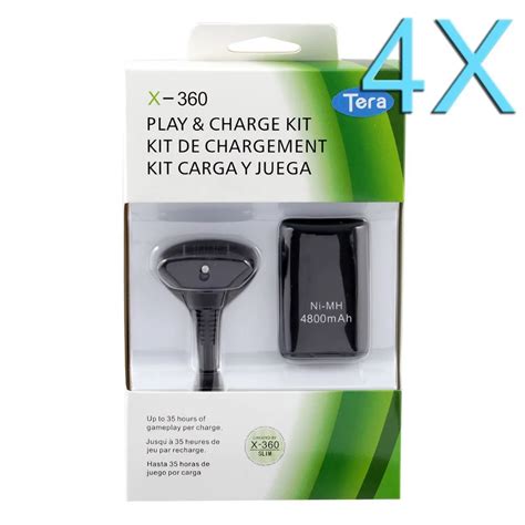 4X 4800mAh Rechargeable Battery Pack for XBOX 360 Wireless Controller ...