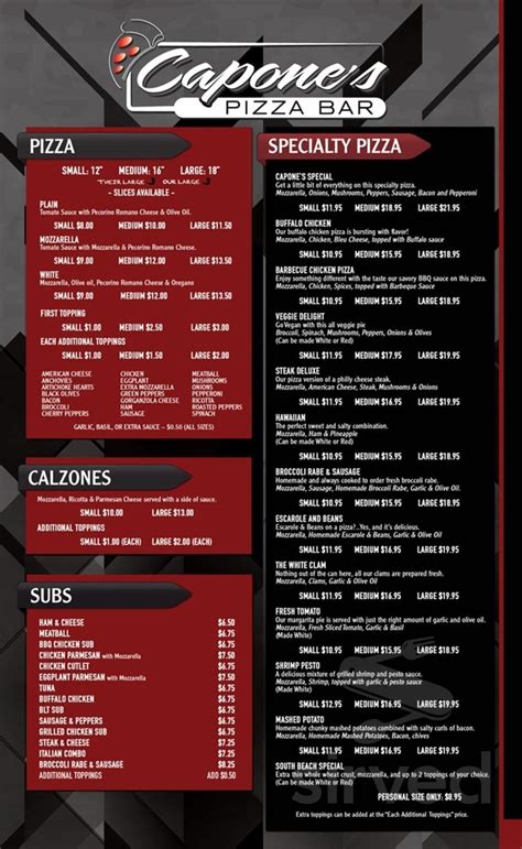 Capone's Pizza Bar menus in Branford, Connecticut, United States