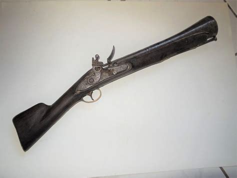 Antique flintlock blunderbuss with engravings and real - Catawiki