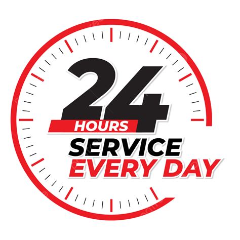 24 Hour Delivery Service Red Clock Label Design All Day, 24 Hours, 24 ...