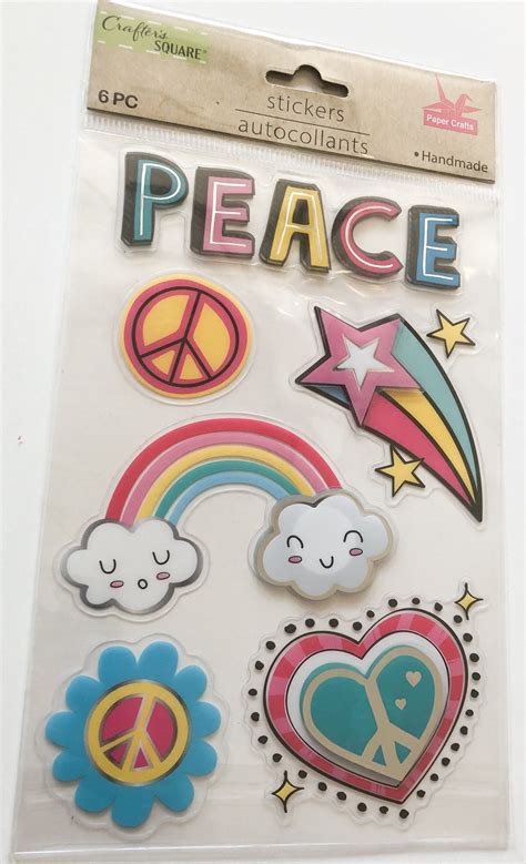 Rainbow Stickers Scrapbooking Supplies Peace - Etsy