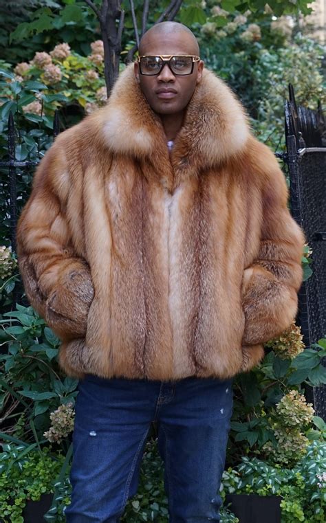 Men’s Cherry Red Fox Bomber Jacket 3252 | MARC KAUFMAN FURS