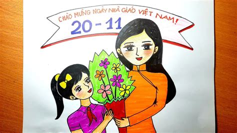 Hướng dẫn cách vẽ tranh 20 tháng 11 đơn giản và sinh động