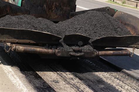 Asphalt Paver for Road Construction and Repair Work Stock Image - Image ...