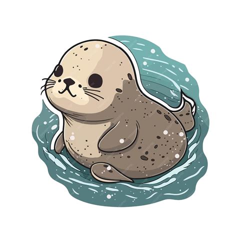 Lindo estilo de dibujos animados de foca | Vector Premium