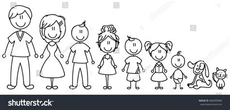 Set Happy Cartoon Doodle Figure Family Stock Vector (Royalty Free ...