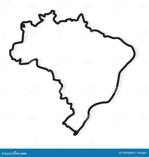 Black Outline of Brazil Map Stock Vector - Illustration of brazil, earth: 159702092