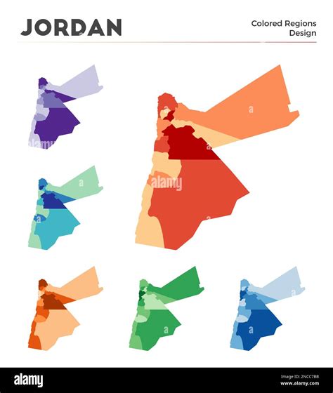 Jordan map collection. Borders of Jordan for your infographic. Colored ...