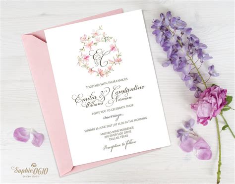 Printable Wedding Monogram Invitation Set Digital Invite With - Etsy