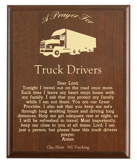 Truck Driver Prayer Plaque Trucker Gift Personalized 18 | Etsy