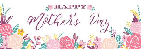 Happy Mothers Day lettering greeting banner with Flowers. 300693 Vector ...