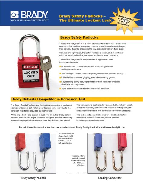 Brady Safety Padlocks | PDF | Corrosion | Nature