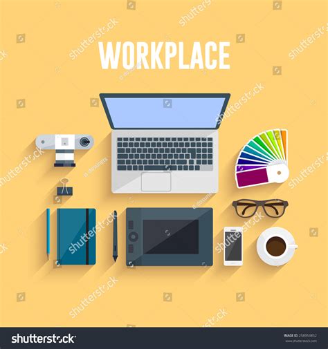 Workplace Concept Illustration Flat Design Stock Vector (Royalty Free ...