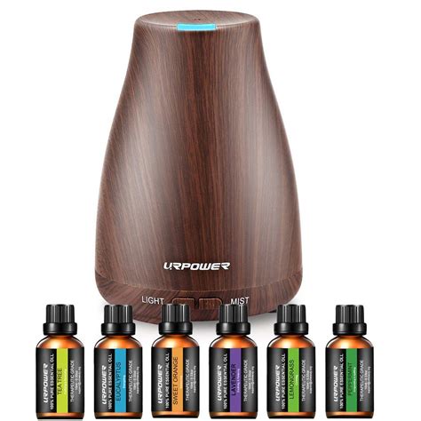 URPOWER Classical Essential Oil Diffuser with 6 Bottles 100% Pure Essential Oils, Gift Set Aroma ...