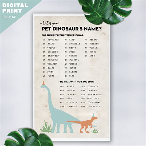 What's Your Pet Dinosaur's Name Sign for a Dinosaur | Etsy