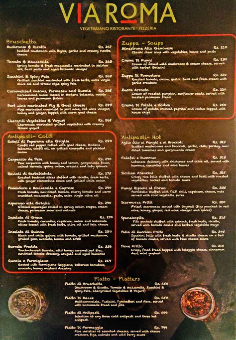 Menu of Via Roma, Brookefields, Bangalore | Dineout