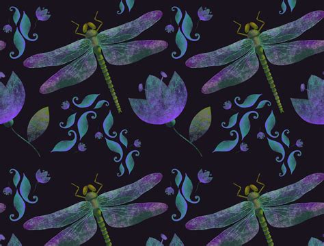 seamless pattern dragonfly_2 by Anna Malakhova on Dribbble