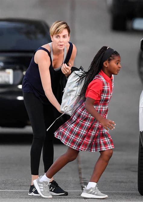 Charlize Theron dropping off daughter Jackson to school 10/23/19 | Lipstick Alley