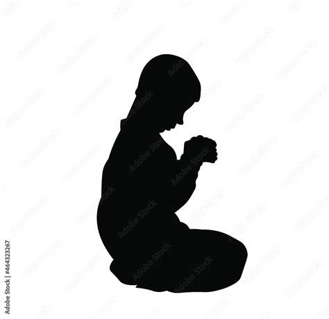 Praying child silhouette vector illustration Stock Vector | Adobe Stock