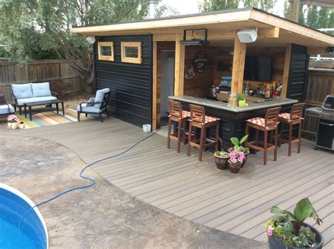 Shed Plans Free Info: 3191891701 | Backyard bar shed, Pool house shed ...