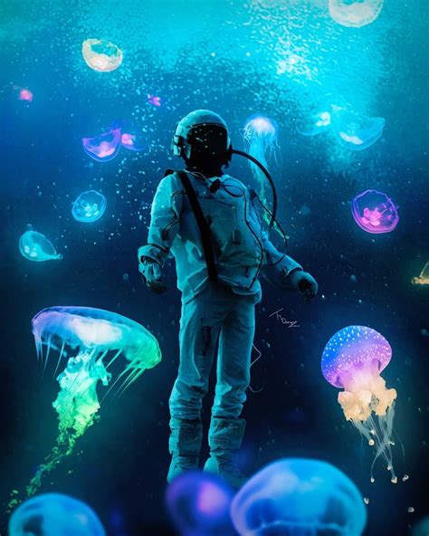 Astronaut under water | Искусство анимации, Рисунки, Живопись