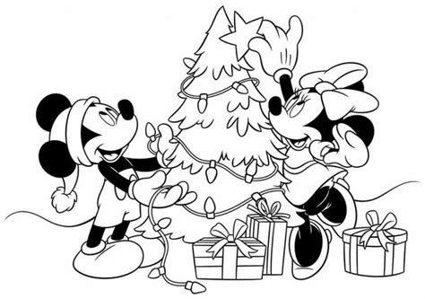 mickey mouse and minnie christmas tree coloring pages