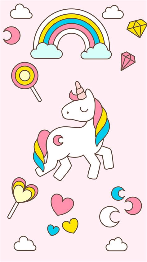 Unicornio, lindo, corazones, pasteles, arco iris, Fondo de pantalla de teléfono HD | Peakpx