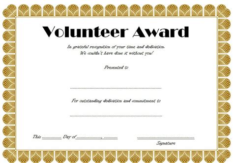 Volunteer Award Certificate Template Free 4 Di 2020 Throughout Free ...