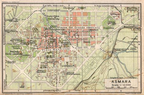 Map of Italian Asmara in 1929 by Touring Club Italiano | Asmara, Map ...