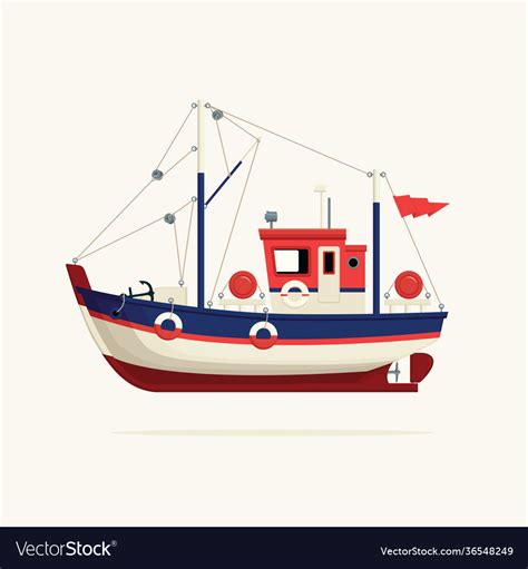 Fishing boat side view on a white background Vector Image