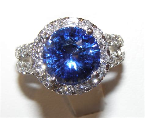 GIA Certified TOP Ceylon Blue Sapphire Diamond Ring 14KWG 6.96 ctw - Simply Sapphires