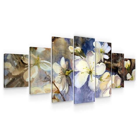 Large Canvas Wall Art - White Blossom Flowers on Branches Set of 7 ...