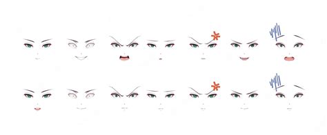 Premium Vector | Anime manga girl expressions eyes set