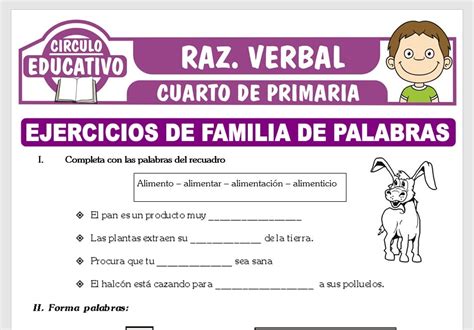 Ejercicios de Familia de Palabras para Cuarto de Primaria – Fichas GRATIS