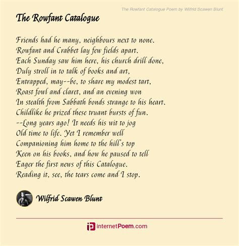 The Rowfant Catalogue Poem by Wilfrid Scawen Blunt