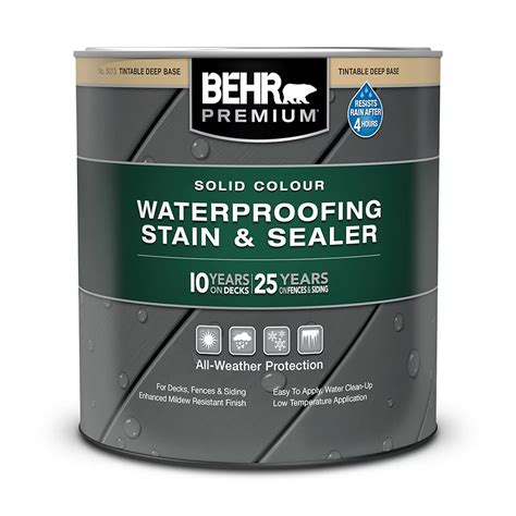 Behr Premium Solid Colour Waterproofing Stain & Sealer - Deep Base No. 5013, 946mL | The Home ...