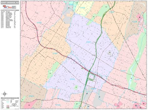 East Orange New Jersey Wall Map (Premium Style) by MarketMAPS