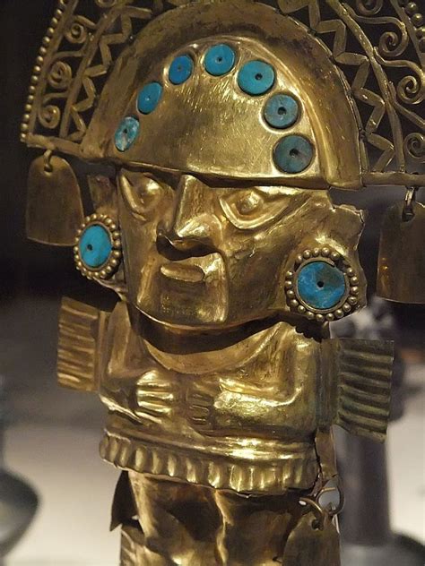 Detail of Ceremonial Knife (Tumi) Chimu Peru 1100 CE-1450 CE Gold with turquoise inlay | Inca ...