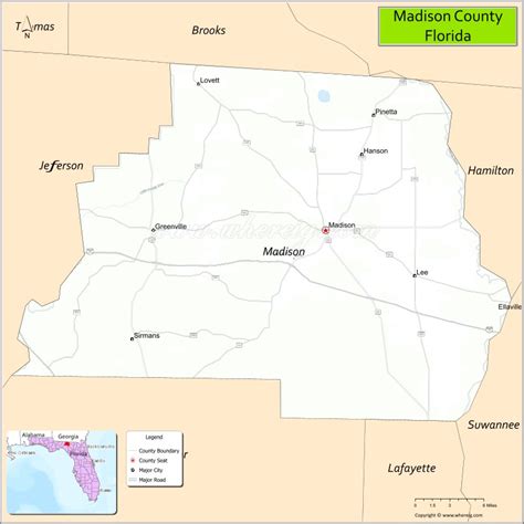 Madison County Map, Florida, USA | Check Major Cities & Towns, County ...