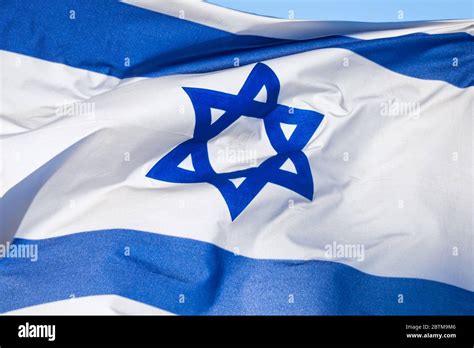 Flag of Israel, depicts a blue Star of David on a white background ...