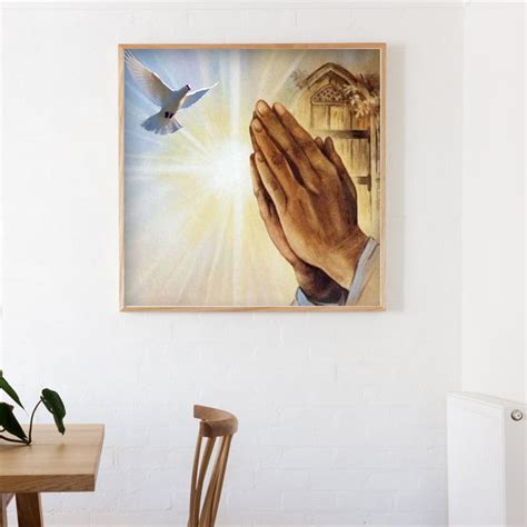 DIY Diamond Painting Praying Hands Dove Full Round Resin Rhinestone Picture