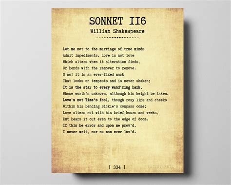 William Shakespeare love poem: Sonnet 116 Typewriter font | Etsy