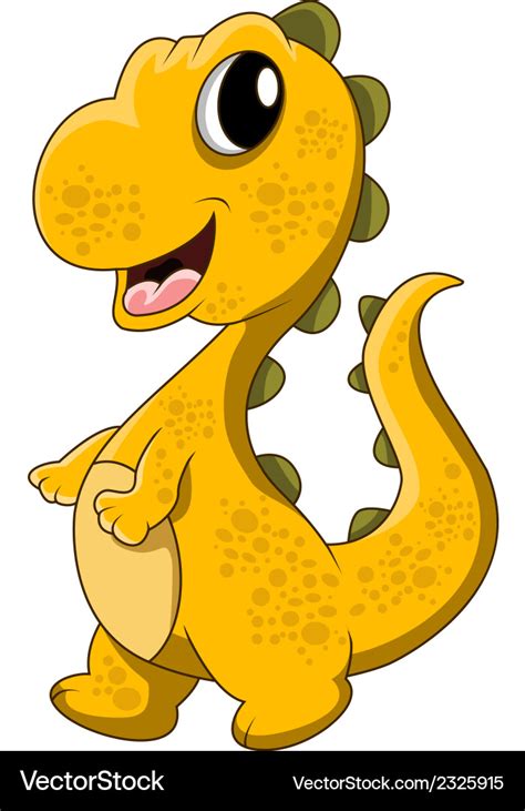 Cute yellow dinosaur cartoon Royalty Free Vector Image