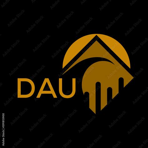 DAU golden color letter logo. DAU golden image on black background. Gold jewelry ornament ...