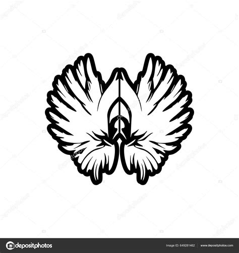 Stylish Vector Angel Wings Logo Featuring Black White Stock Vector by ...