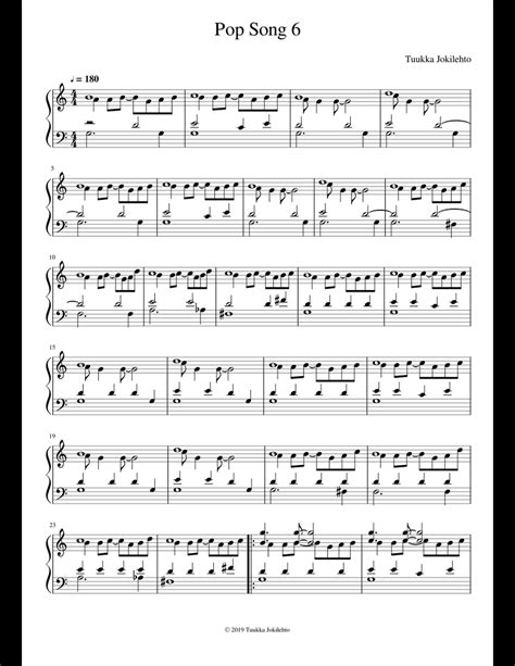 Pop Song 6 sheet music for Piano download free in PDF or MIDI