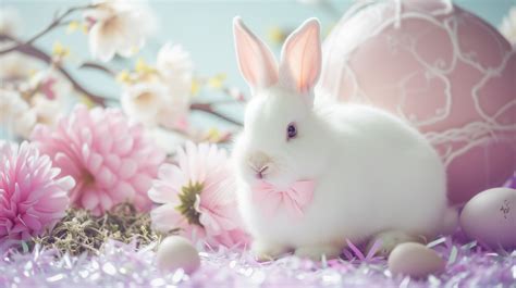 White Bunny And Easter Egg Free Stock Photo - Public Domain Pictures