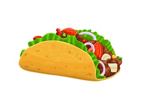 Cartoon Mexican tacos, isolated vector tex mex f 19942951 Vector Art at Vecteezy